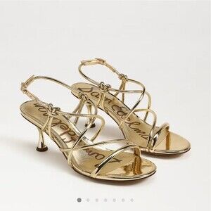 Sam Edelman Riana Strappy Heel Sandal Gold Metallic Womens Size 9 M